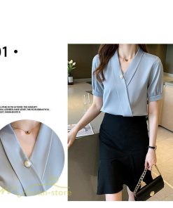 シャツ・ブラウス | レディースシャツ 半袖シャツ レディース 無地 Vネック サマーシャツ ブラウス 40代 大きいサイズ 着痩せ カジュアル 20代30代 オフィス フォーマル 韓国風