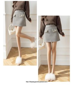 スカート | レディース 春秋冬 ショート丈 ハイウエスト ミニタイトチェック柄 シンプル ボトムス 通勤 オシャレ ポケット セクシー