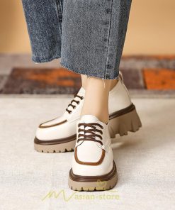 ローファー | 厚底 レディース 厚底スニーカー レースアップ スニーカー PU 合皮 通学 通勤 かわいい 送料無料 可愛い 冬 夏 秋 春
