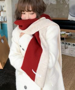 マフラー | ニット配色 レディース 秋冬