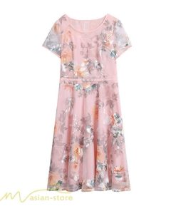 ミディアム | ワンピース レディース 半袖 膝丈 ミディアムワンピース 花柄 きれいめ おしゃれ カジュアル 大きいサイズ お出かけ 40代 フェミニン 上品 エレガント 30代