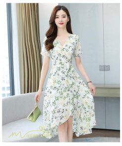 ミディアム | ワンピース レディース 40代ワンピース 花柄 きれいめ おしゃれ Vネック 膝丈 夏 新作 カジュアル 半袖 Aラインワンピース 40代 エレガント 20代 30代 きれいめ