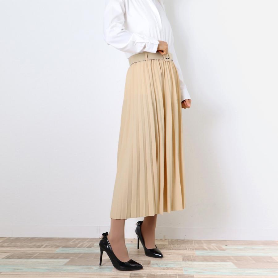 フレアスカート | レディース プリーツスカート 大人 ロング フレアスカート ミモレ丈スカート ベルト付き