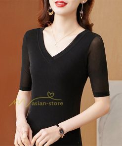 tシャツ・カットソー | Tシャツ レディース カジュアル Vネック おしゃれ 女性用 シンプル 無地 20代30代40代50代 カシュクール インナー フェミニン 上品 お出かけ 着痩せ カジュアル