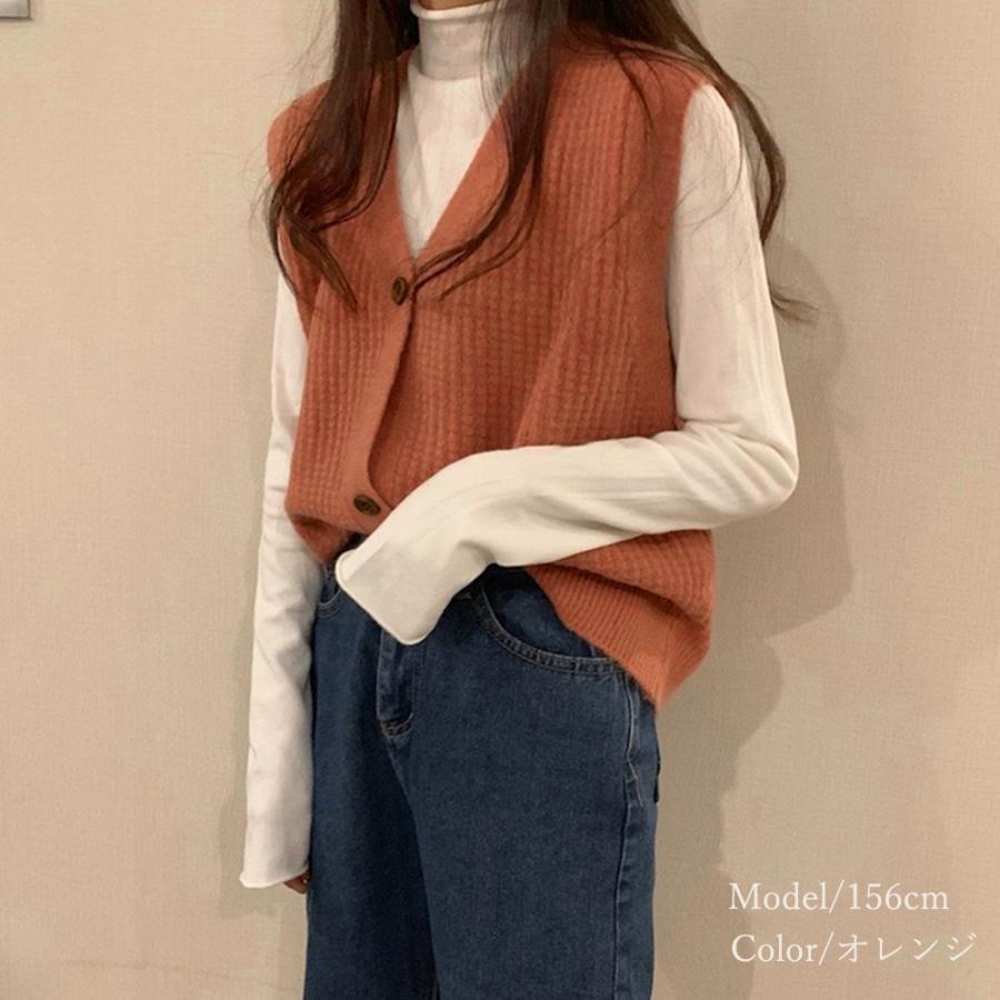 ニット・セーター | ジレ 開襟セーター ニットトップス おしゃれ Vネック 秋冬 ノースリーブ ニットベスト 袖なし 重ね着 レディース