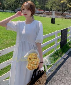 マキシ | ワンピース レディース 春夏 半袖ワンピース 40代 キレイめ ロングワンピース 無地 Aラインワンピース ゆったり オシャレ 20代30代 シンプル 韓国風 通勤 着痩せ