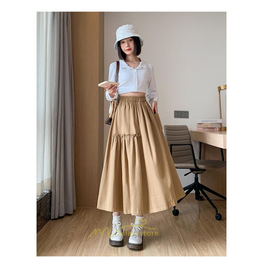 スカート | フレアロング レディース ボトムス ロングAライン ミモレ丈 かっこいい ハイウエスト オシャレ キレイめ 着痩せ