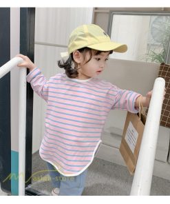 衣装 服 | Tシャツ 2021新作 子供 キッズTシャツ 韓国風 長袖 無地 ストライプ クルーネック おしゃれ 可愛い シンプル アウトドア 8色 お出かけ 男女兼用 春物 着回し