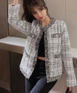 ジャケット・ブルゾン | ツイード風 ジャケット レディース韓国風