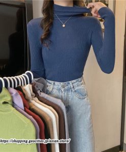ニット・セーター | カットソー ニット レディース リブニット 長袖 秋冬 春 トップス スリム ストレッチ インナー 無地 プルオーバー 長袖カットソー 長袖ニット 通学通勤 着痩せ