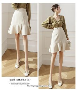 スカート | レディース ミニ膝上 マーメイド着痩せ フェミニン 優雅 上品 フリル 2022新作 韓国風 秋冬コーデ キレイめ 通勤 オシャレ 通学