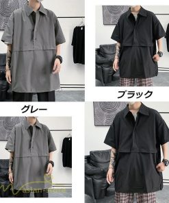 Tシャツ | シャツ ポロシャツ メンズ 夏新作 プルオーバー 無地 半袖 ゆったり トップス ポロ 薄手 大きいサイズ 日常感 体型カバー サマー着痩せ 2XL