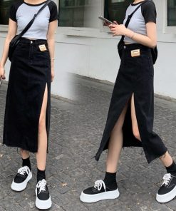 ロングスカート | デニムスカート スリット ハイウエスト