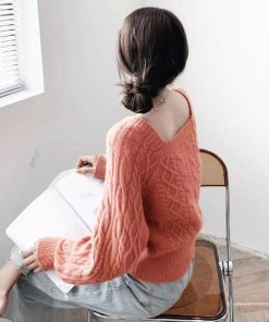 ニット・セーター | ケーブルニット スクエアネック 韓国風