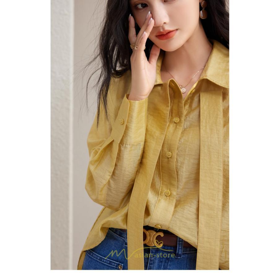 シャツ・ブラウス | シフォンブラウス 長袖 レディース シフォン ブラウス フォーマル カジュアル リボン 着痩せ 通勤 通学 オシャレ 可愛い 秋服 上品 キレイめ 2022 ナチュラル