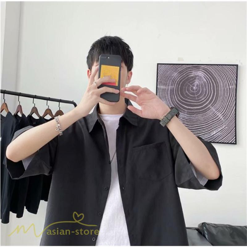 シャツ | 半袖 着痩せ 日常 おしゃれ カジュアル 韓国風 無地 新作 2021 夏コーデ ライトアウター ポケット 通勤通学 トップス ワイドゆったり 人気 上品