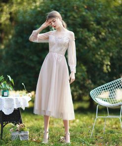 大人 | パーティードレス ドレス 結婚式 ミモレ丈 フォーマル ワンピース レース 袖あり 同窓会 謝恩会 二次会 綺麗 成人式 披露宴 スカート