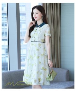 ミディアム | Aラインワンピース レディース 着痩せ ワンピース 花柄 きれいめ 気質 エレガント 大きいサイズ 後ろファスナー付き 40代 シャツワンピース 30代