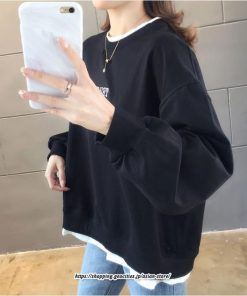 パーカー | 送料無料 重ね着 トレーナー レディース レイヤード フェイクレイヤード カットソー スウェット アルファベット刺繍 体型カバー トップス 長袖