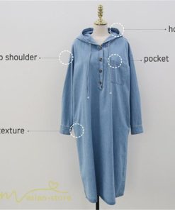 デニムワンピース | フード付き レディース デニム ワンピース 20代 30代 長袖 Aライン プルオーバー カジュアル 秋 冬 新作 40代 フリーサイズ シンプル 50代