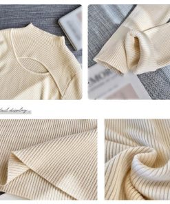 ニット・セーター | ニットトップス 胸開き プチハイネック