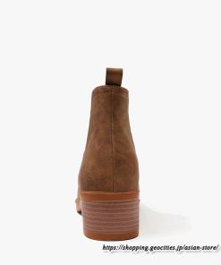 ショートブーツ | 大きいサイズ26.5cm レディース 上品 ブーツ 秋冬 春 チャンキーヒール 太ヒール シンプル 黒ブーツ ミドルヒール 大人 スリッポン ブーティー