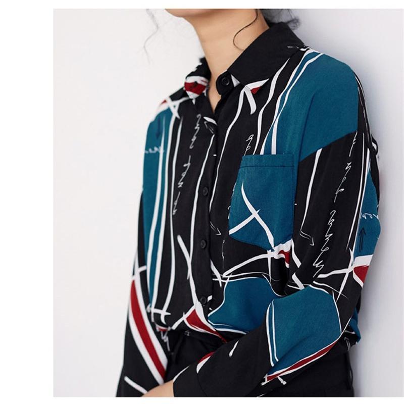 シャツ・ブラウス | シャツ ブラウスシャツ レディース トップス 長袖 ポロネックシャツ ブラウス シャツブラウス 春 夏 秋 レトロ カジュアル シャツ リゾート 幾何学模様