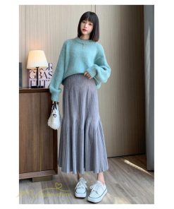 スカート | マタニティレディース 着痩せ リブニット 無地 マタニティウェア ウエスト調整 産前 産後 妊婦着 ハイウエスト 妊婦服 カジュアル Aライン