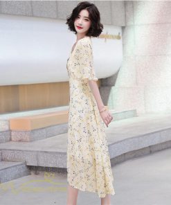 ミディアム | Aラインワンピース レディース ワンピース 着痩せ 上品 ハイウエスト サマーワンピース おしゃれ ゆったり Vネック 20代 30代 通勤 通学 お出かけ 40代 韓国風