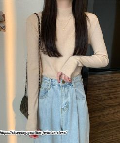 ニット・セーター | カットソー ニット レディース リブニット 長袖 秋冬 春 トップス スリム ストレッチ インナー 無地 プルオーバー 通学通勤 長袖ニット 長袖カットソー 着痩せ