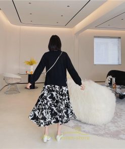 マキシ | ドッキングワンピース 秋 レディース 長袖ワンピース ロングワンピース 切り替えワンピース フェイク レイヤード風 Aラインワンピース お呼ばれワンピース