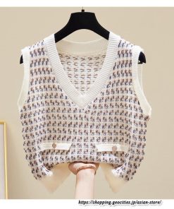 ベスト | ニットレディース トップス Vネック タンクトップ ノースリーブ 袖なし インナー ニット 女ニット 20代30代 重ね着風 レイヤード風 セーター