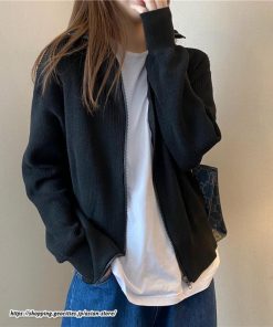 カーディガン | ニットレディース トップス リブニット ジップアップ ハイネック 羽織り 長袖 カーディガン ジャケット ライトアウター ニット セーター
