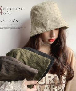 帽子 | サンバイザー レディース 韓国風 無地 バケットハット 両面着 ハット ヴィンテージ ぼうし コットン キャップ