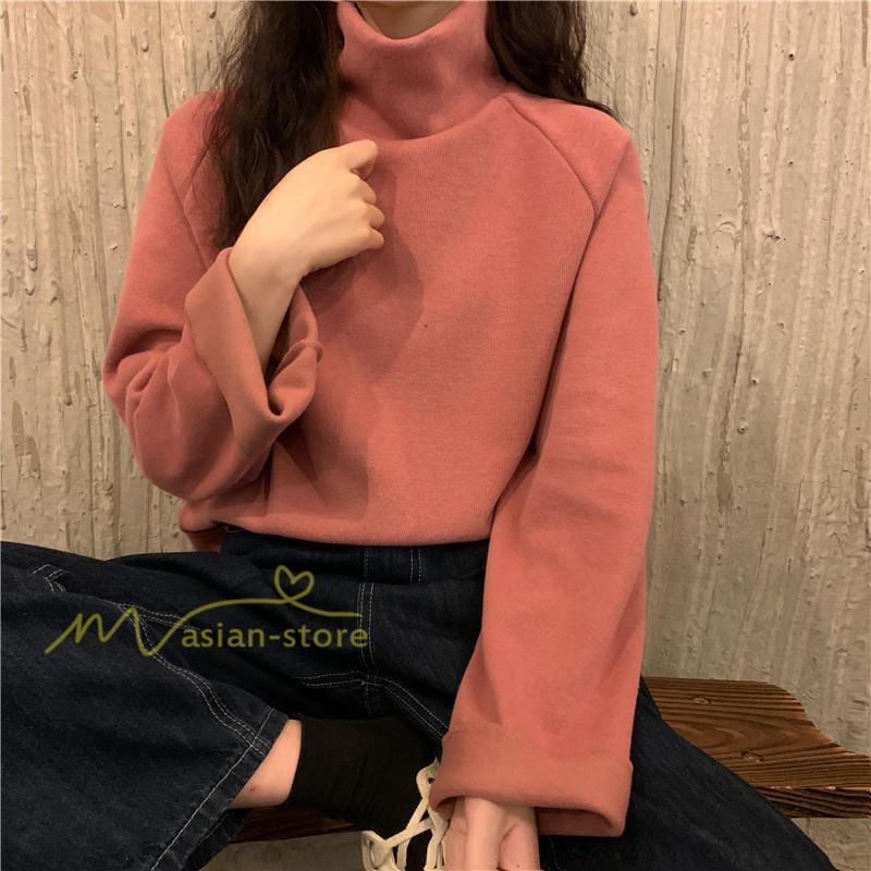 パーカー | トレーナー レディース 厚手 秋冬 コーデ 無地 ハイネック トルネック 長袖 着回し 裏起毛 暖かい 可愛い フリーサイズ ゆったり 7色 プルオーバー カジュアル