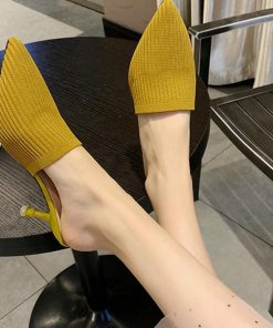 パンプス | 靴 ヒールサンダル ミュールパンプスサンダル レディース かかとなし春夏 ポインテッドトゥ サボサンダル