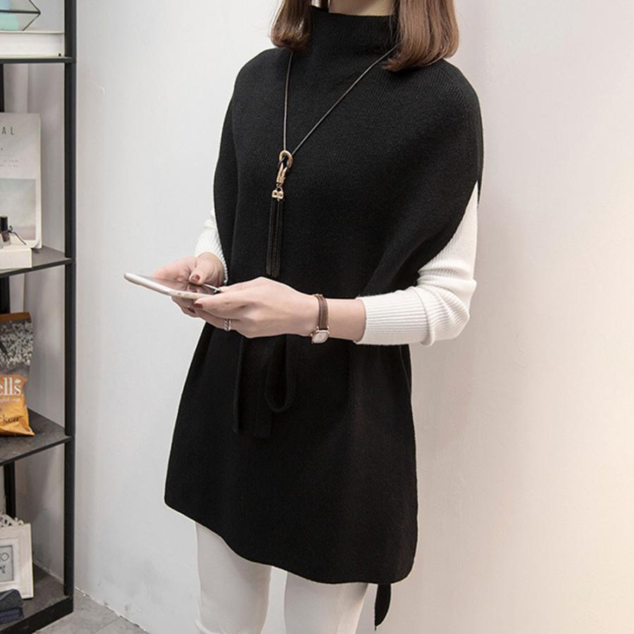 ニット・セーター | ノースリーブ ニットチュニック 韓国風