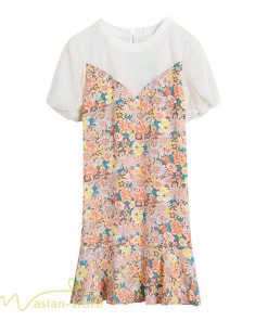 ミディアム | ワンピース レディース 花柄 きれいめ 重ね着風 おしゃれ 上品 夏 新作 ひざ上 ショート丈 カジュアル ミニワンピース 20代 40代 お出かけ 大人 30代 半袖