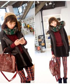 マフラー | チェック リバーシブル フリンジ付きストール 大判 厚手 肩掛け