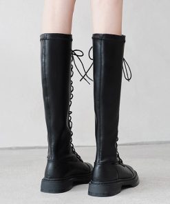 ニーハイブーツ | ロングブーツ レースアップ レディース