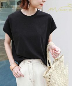 tシャツ・カットソー | Tシャツ Tシャツ レディース トップス ピグメント加工 フレンチスリーブ Tシャツ カットソー スリット 半袖 カジュアル 女性着 無地 普段 トップス シンプル