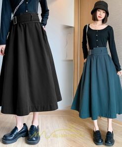 スカート | 綿秋 Aラインロングレディース 秋物 ボトムス 秋服 無地 体型カバー 30代通学通勤 40代50代 大人 おしゃれ感