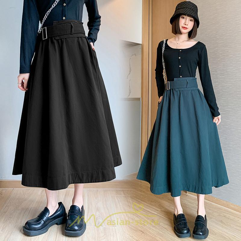 スカート | 綿秋 Aラインロングレディース 秋物 ボトムス 秋服 無地 体型カバー 30代通学通勤 40代50代 大人 おしゃれ感
