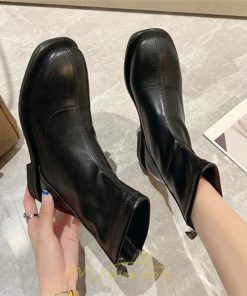 ショートブーツ | ブーツ レディース グランドトゥ 痛くない 歩きやすい 疲れない 滑りにくい 履きやすい ブラック オフホワイト カーキ ブラウン 22.5cm-25cm 黒