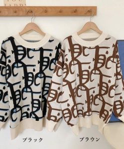 ニット・セーター | ジャガード柄ニットトップス 長袖韓国秋冬