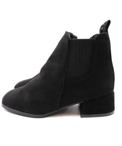 パンプス | サイドゴア レディース ローヒール靴 スエード 太ヒール ショートブーツ ブーティー 歩きやすい