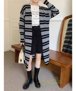 カーディガン | ロングニット2022秋冬 レディース アウター ボーダー 羽織り 長袖 ニット ニットカーデ セーター 大人 通学通勤 20代40代