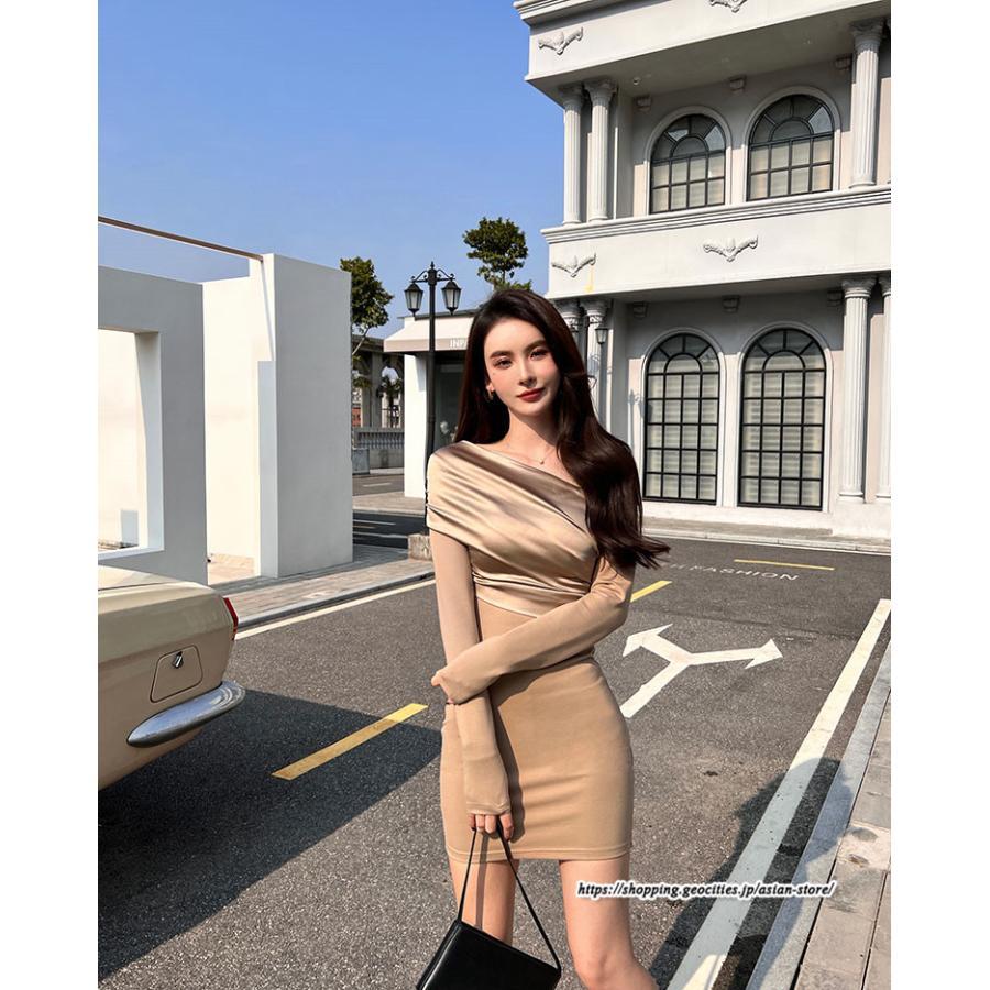 タイト | セクシーワンピース 二次会ワンピース 上品 高級感 ワンピース 長袖 タイトワンピース スリム 美ライン オフィス フォーマル 結婚式 お呼ばれワンピース 通勤