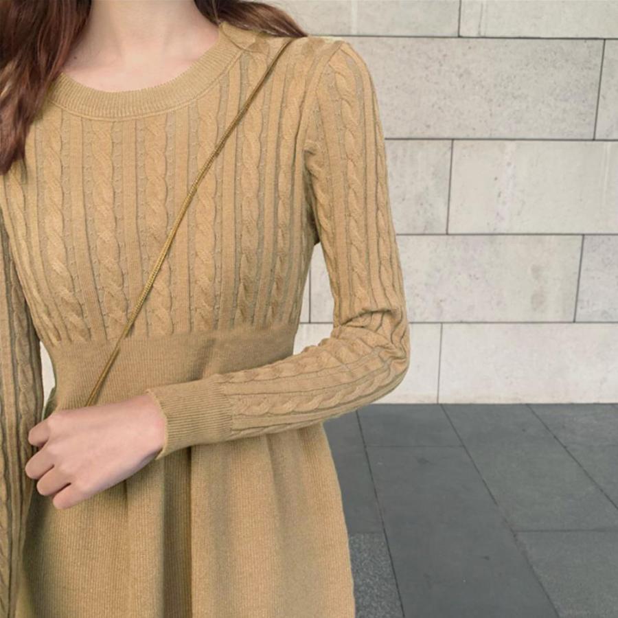 ワンピース | ケーブル編みニットミニ韓国風