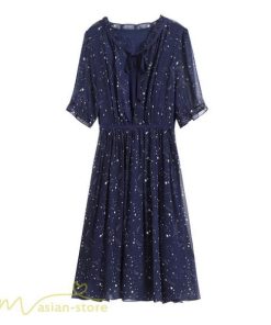ミディアム | サマーワンピース レディース 半袖 薄手 透け感 Vネック おしゃれ カジュアル ミディアムワンピース フレア 大きいサイズ 星柄 XXL きれいめ 可愛い ワンピース